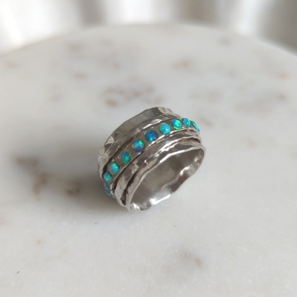 Inspiranza Designs Jewelry - NWOT - Inspiranza Designs Sterling Silver Opal Eternity Spin Ring